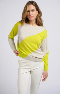 Sweater with diagonal wide stripe