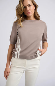 Short-sleeve sweater with stripe detail