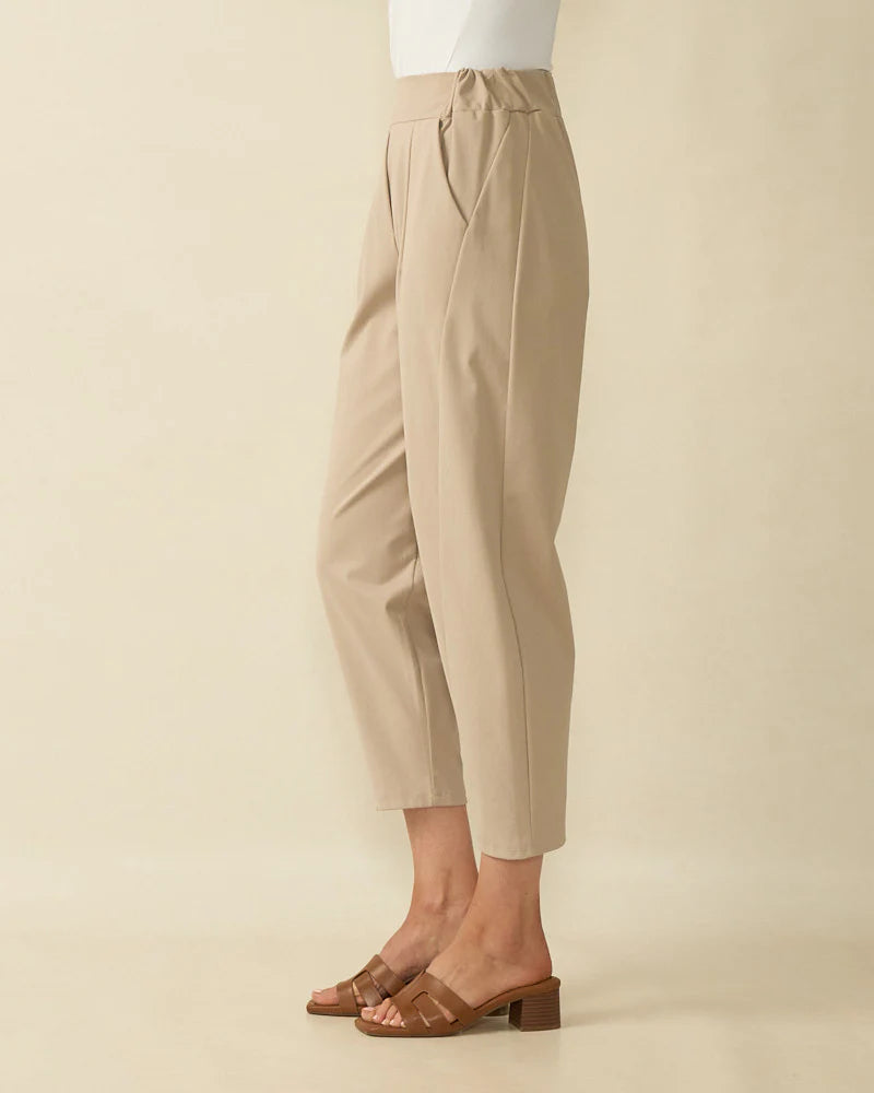 Deck Cotton and Elastane Cropped Barrel Trouser