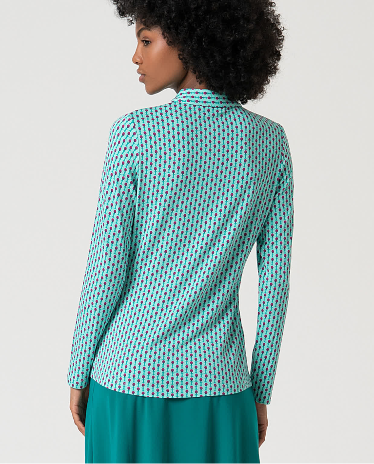 Printed long-sleeved stretch shirt