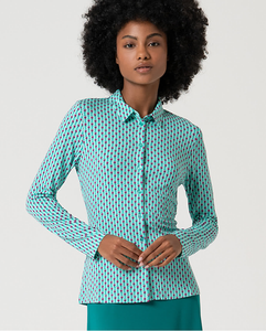 Printed long-sleeved stretch shirt