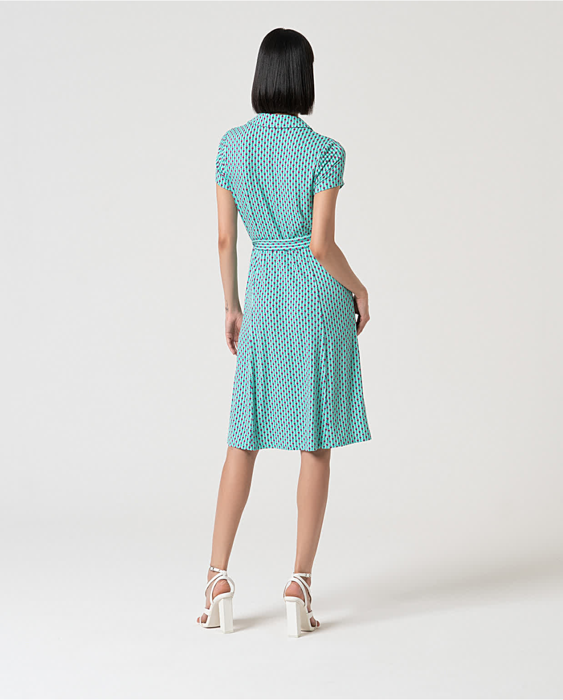 Printed stretch shirt dress