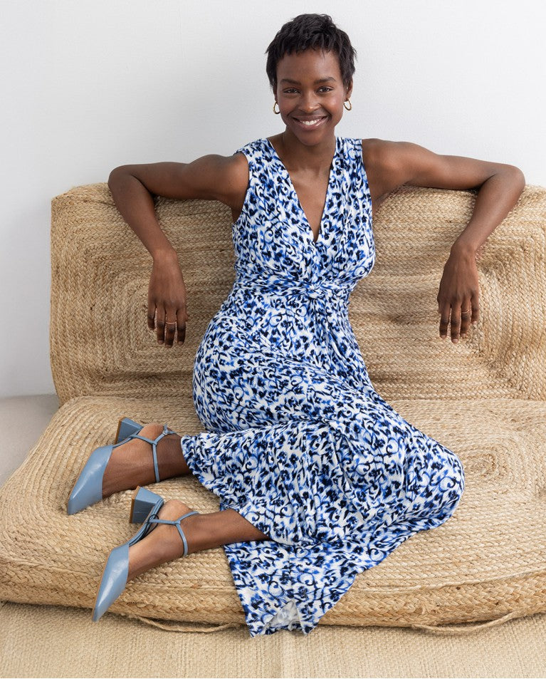 Long bamboo viscose printed dress