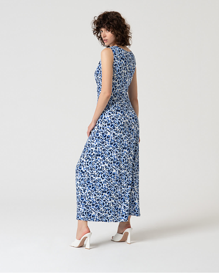 Long bamboo viscose printed dress
