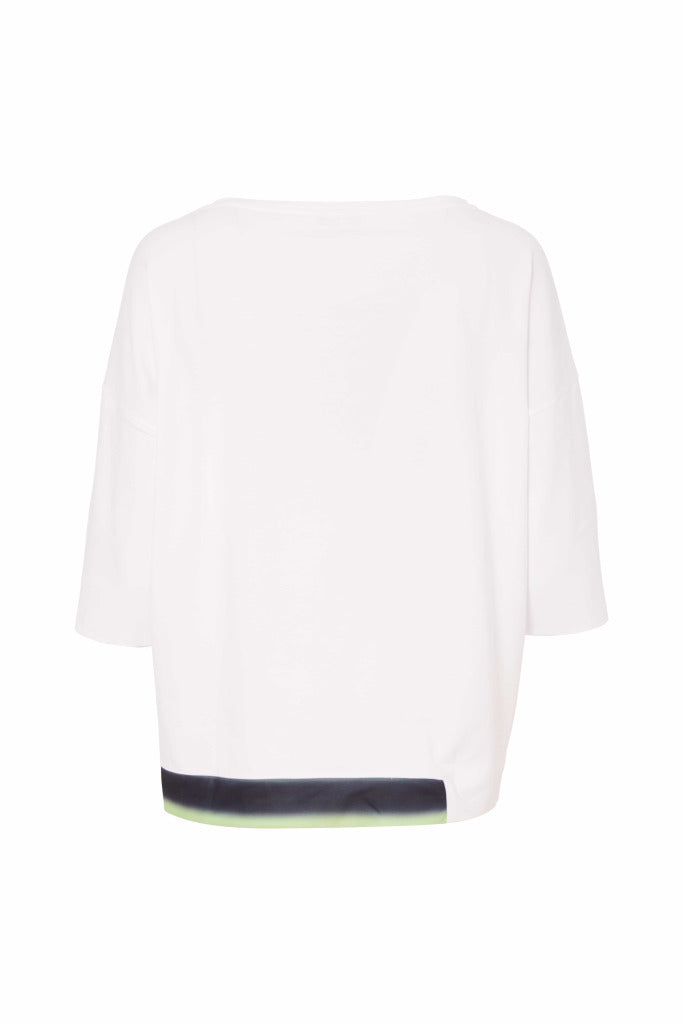Feather placement print round neck top