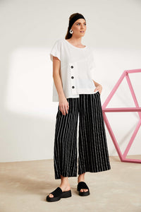 Wide leg crop stripped trouser