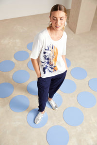 Placement print t shirt with colour detail
