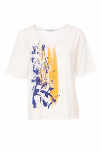 Placement print t shirt with colour detail