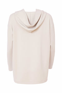 Hooded top with wrap over neckline with side vent