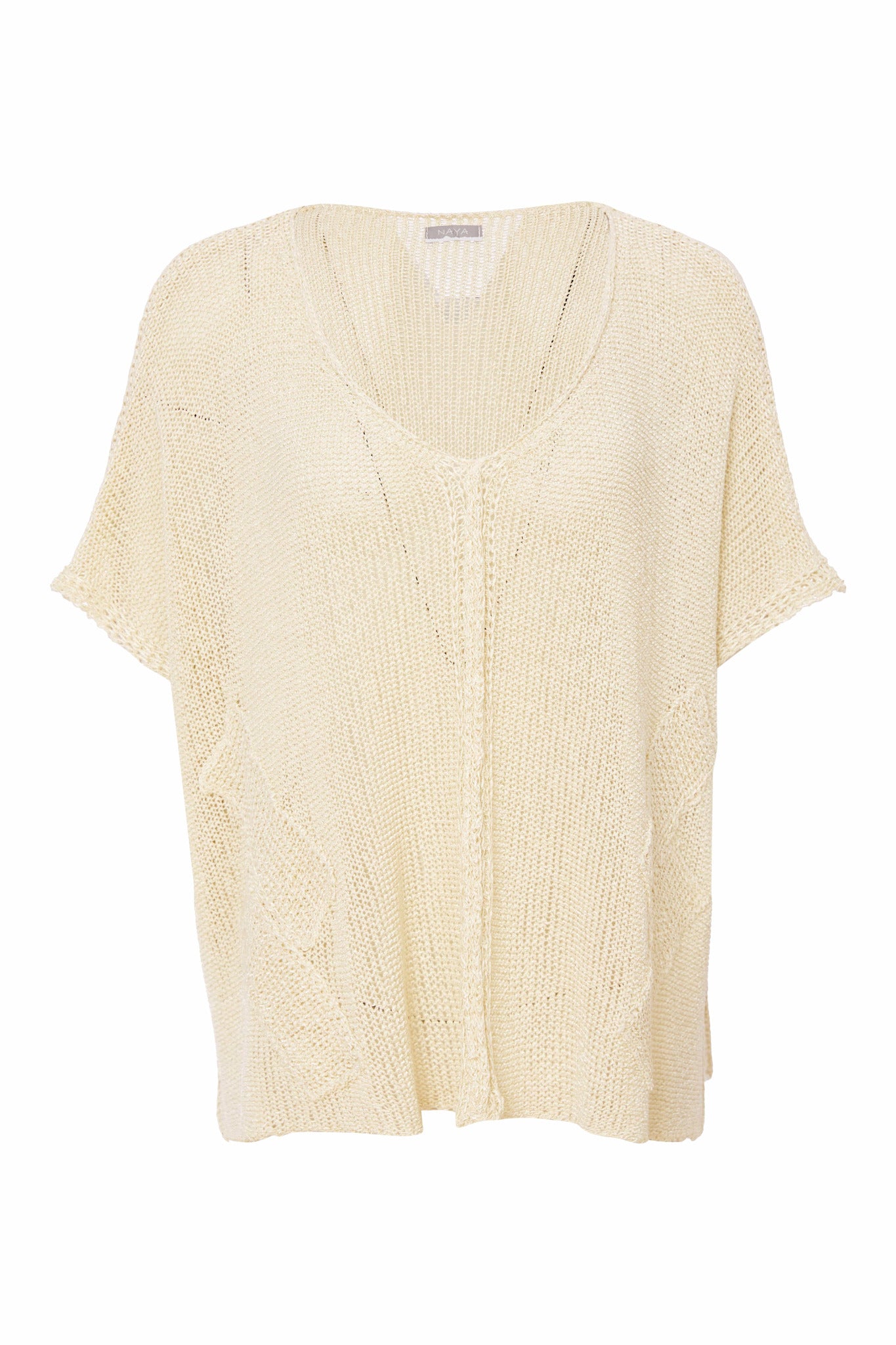 Square oversize v neck knit with layed on sections