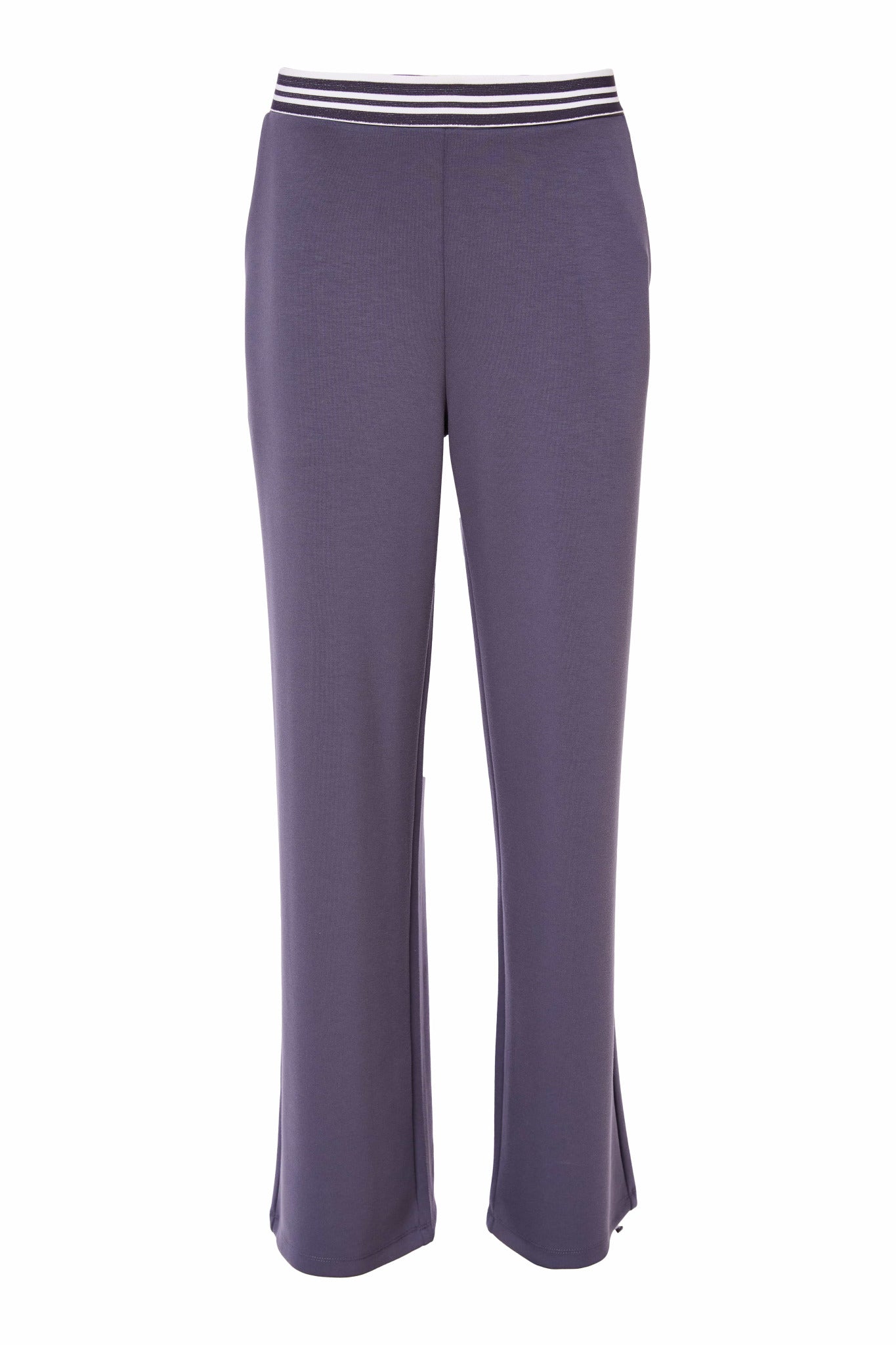 Soft pull up wide leg trouser with rib detail at waist