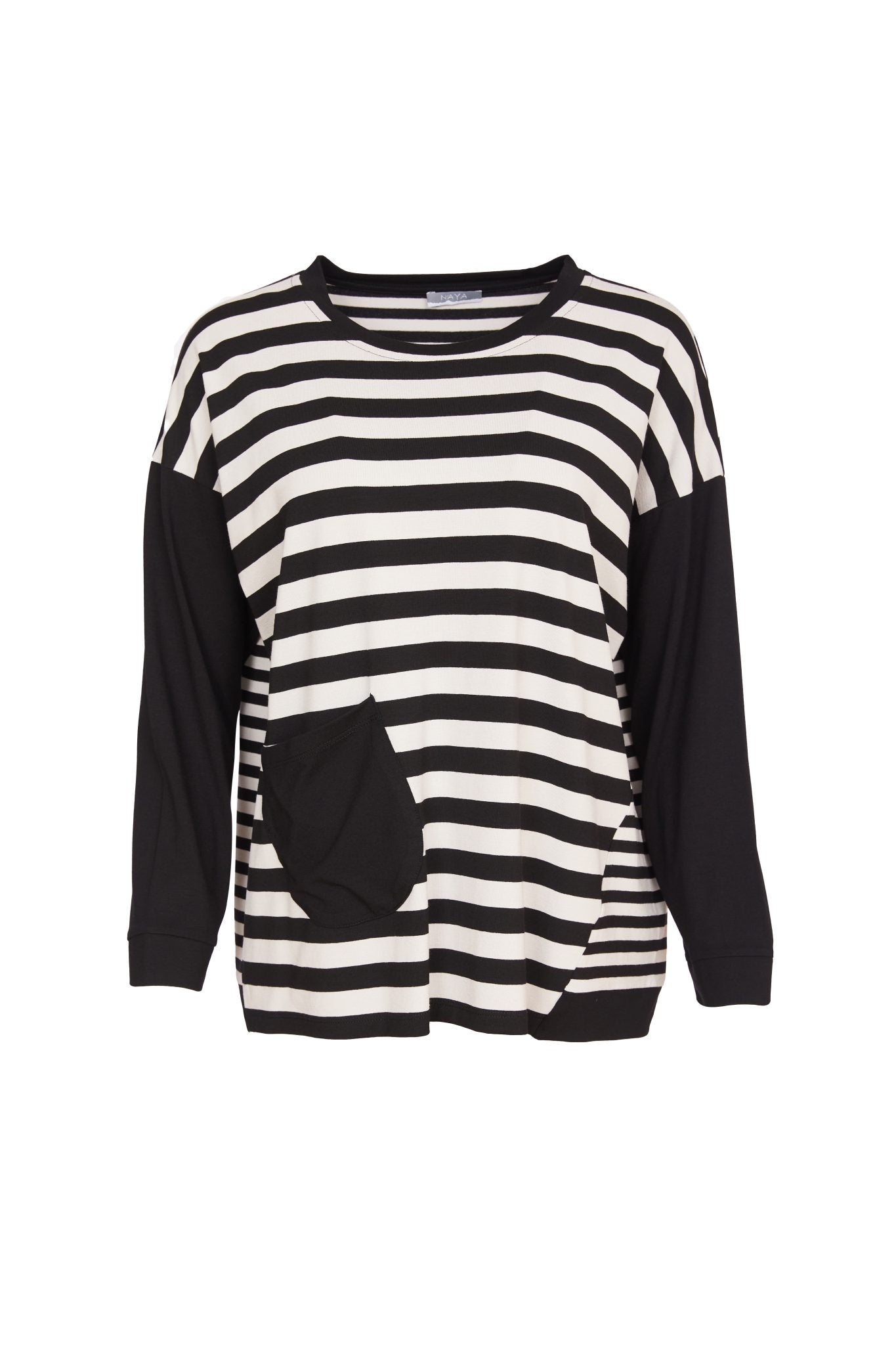 Stripe Top/Plain Sleeve