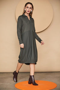 Shirt style dress with contrast fabric skirt/collar