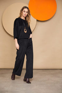 Cord wide leg trouser with front patch pocket