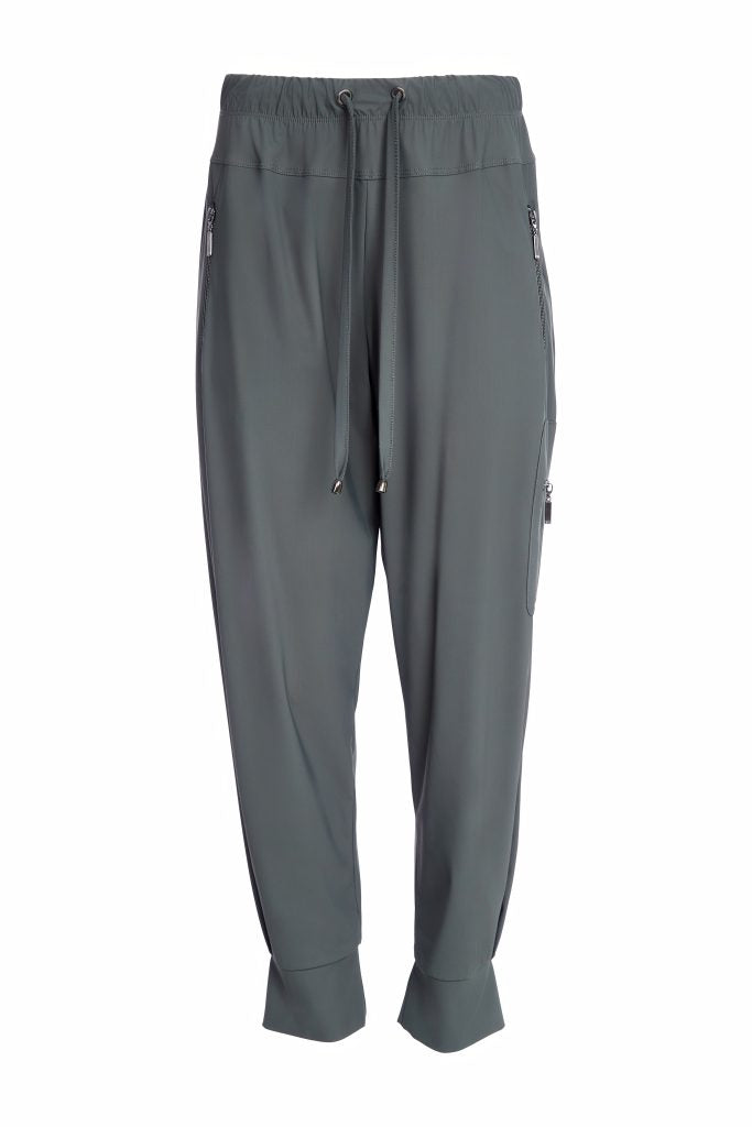 Cuff drawstring trouser with side pocket add zip