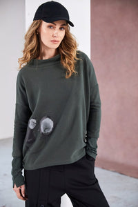 High neck placement print top