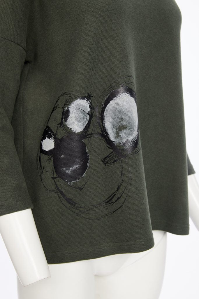 High neck placement print top