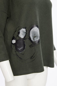 High neck placement print top