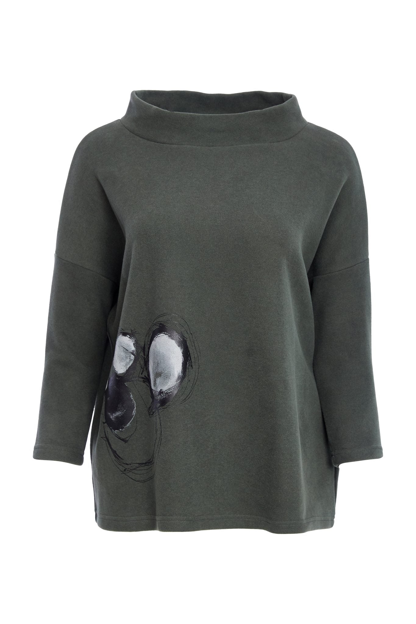 High neck placement print top