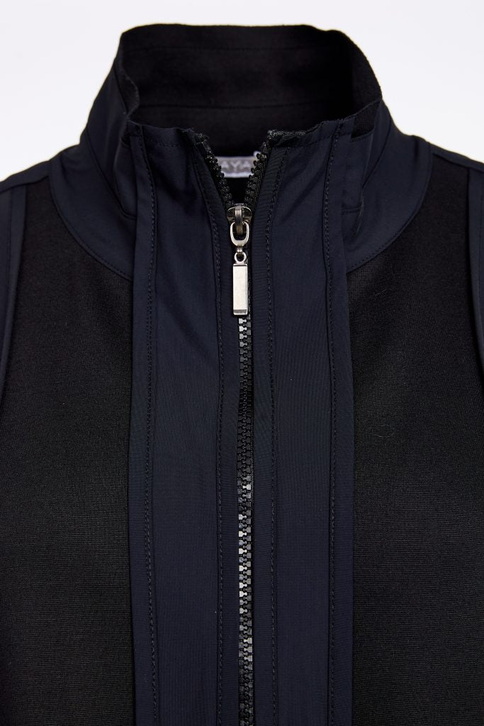 long line waistcoat with contrast panels and side slit