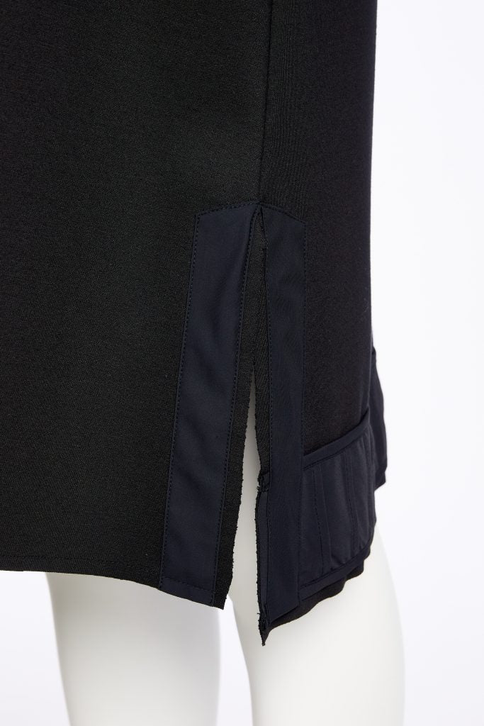long line waistcoat with contrast panels and side slit