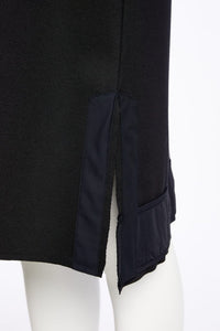 long line waistcoat with contrast panels and side slit