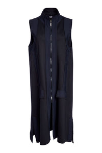 long line waistcoat with contrast panels and side slit
