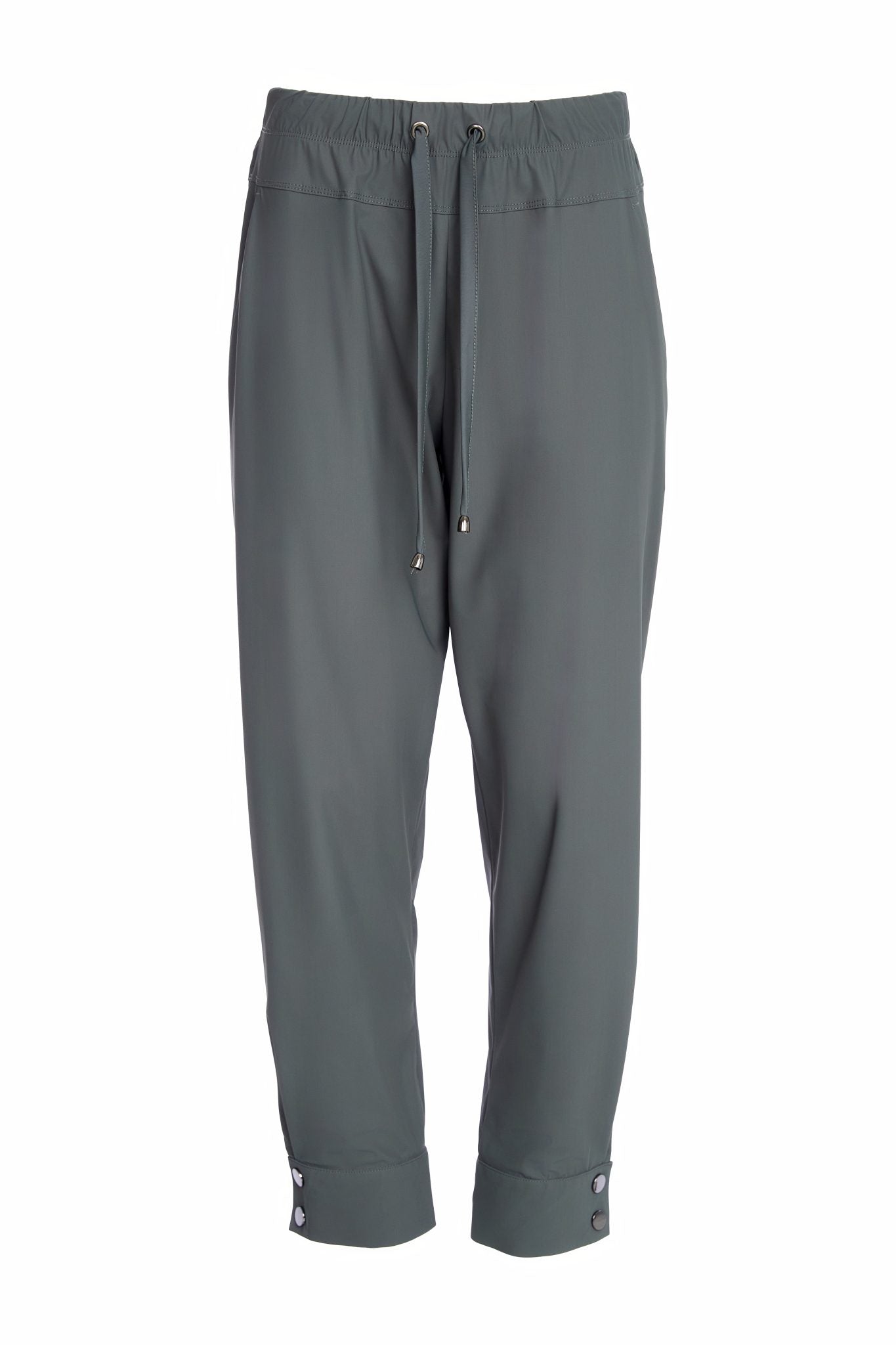 Slim leg trouser with drawstring waist and stud detail at hem