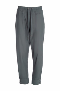 Slim leg trouser with drawstring waist and stud detail at hem