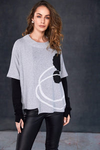High neck placement print square top