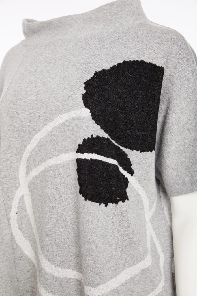 High neck placement print square top
