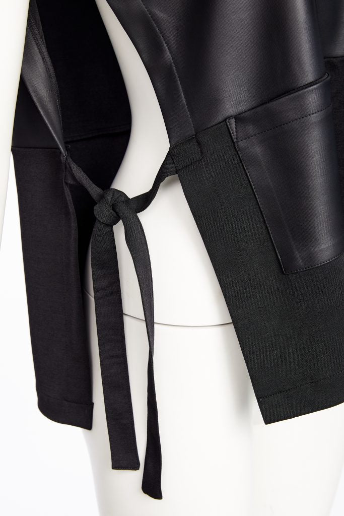 leatherette top with tie detail at sides