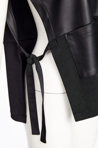 leatherette top with tie detail at sides