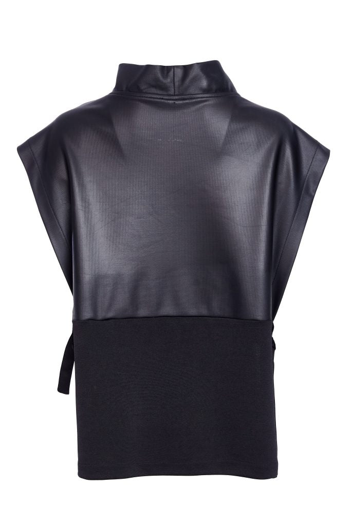 leatherette top with tie detail at sides