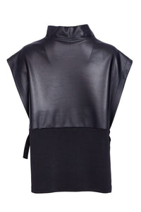 leatherette top with tie detail at sides