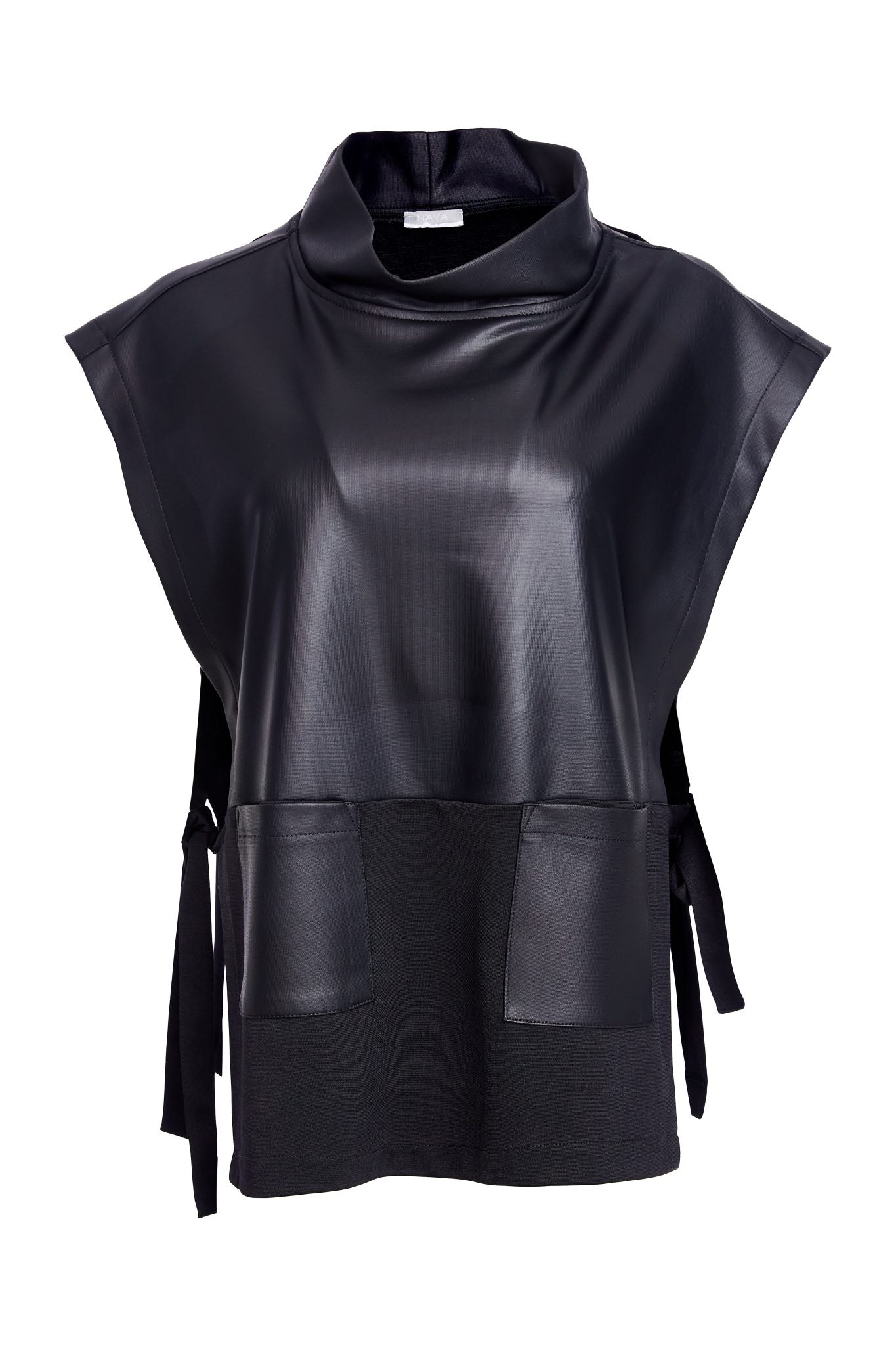 leatherette top with tie detail at sides