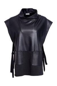 leatherette top with tie detail at sides