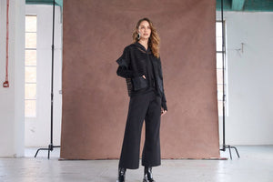Crop wide leg trouser with side pocket