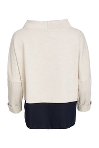 Two tone funnel neck top with placement print at front