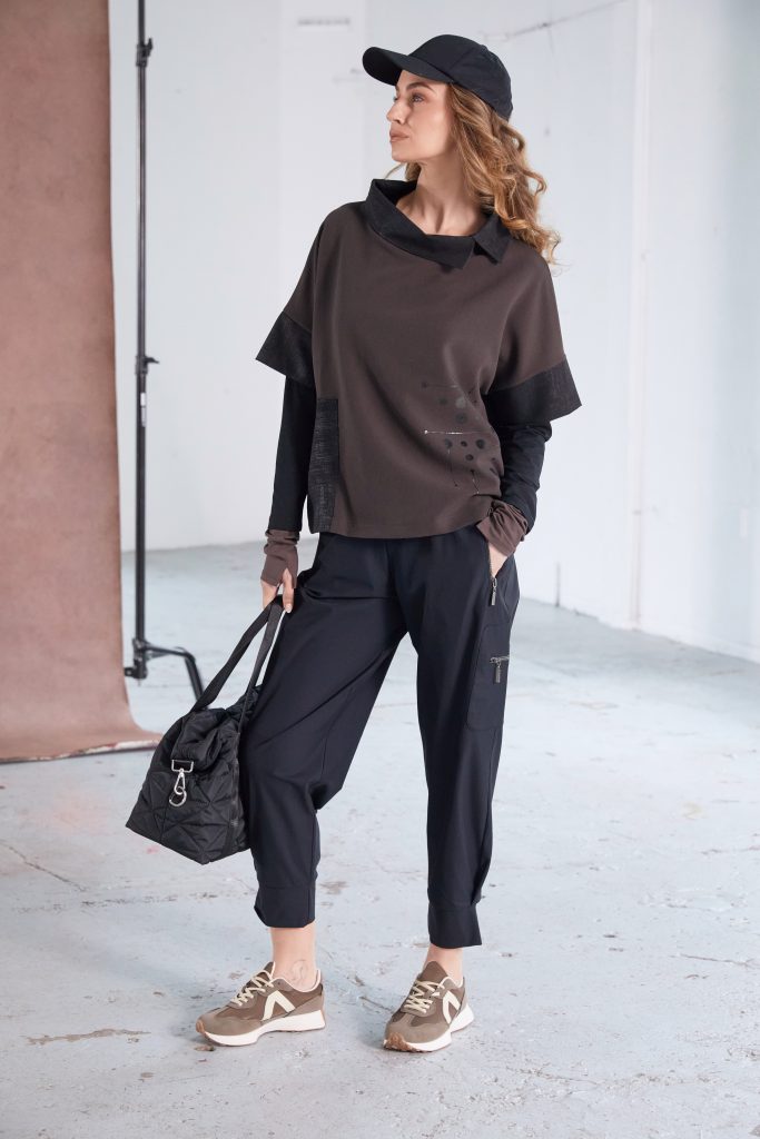 Cuff drawstring trouser with side pocket add zip