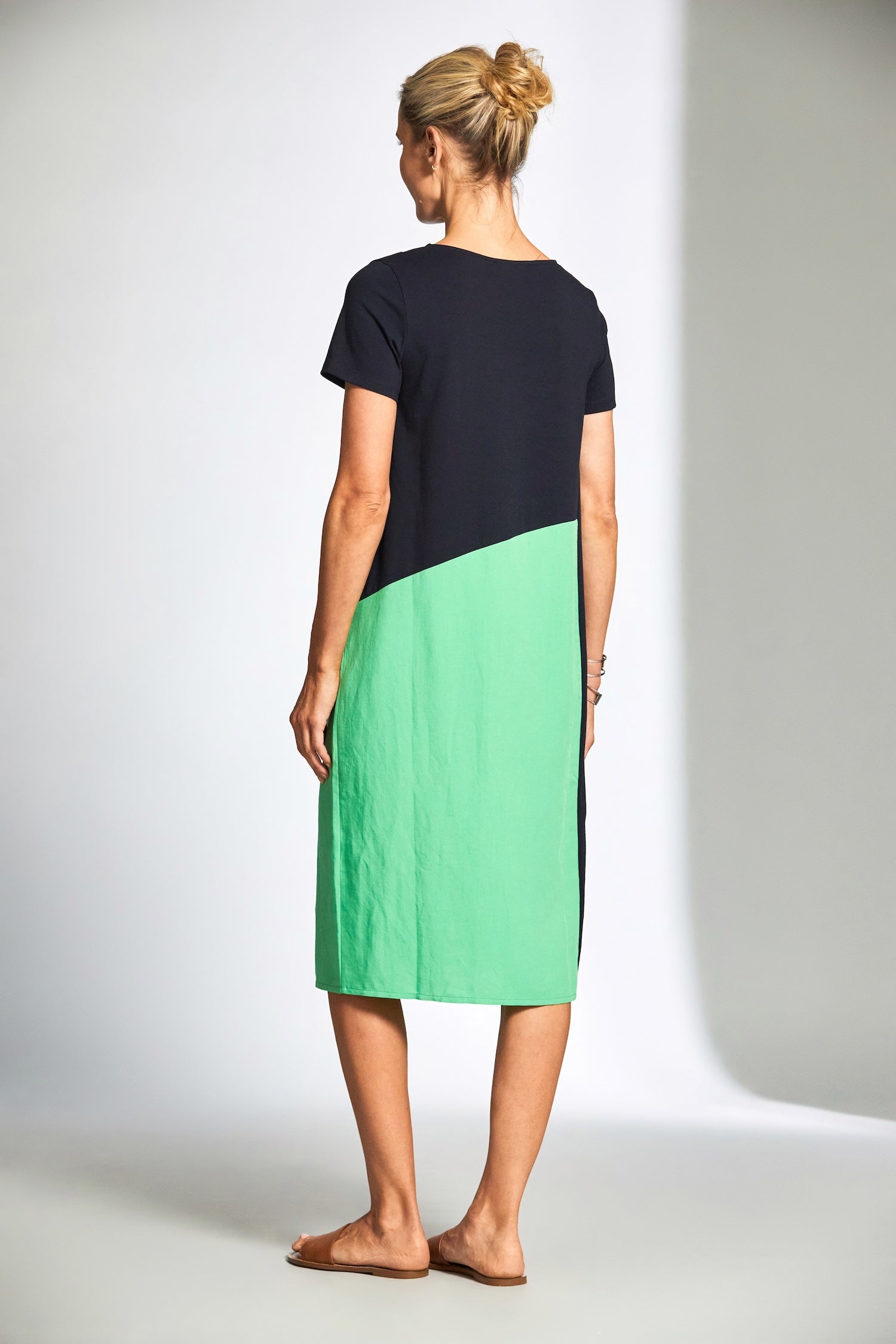 PERUZZI Pleat Front Colourblock Dress