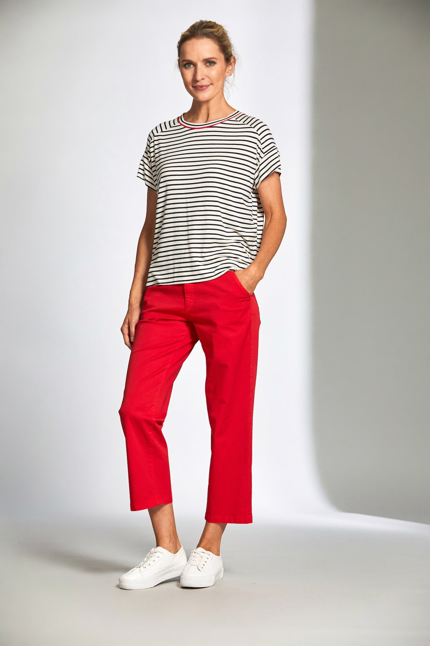 Stripe Round Neck T Shirt