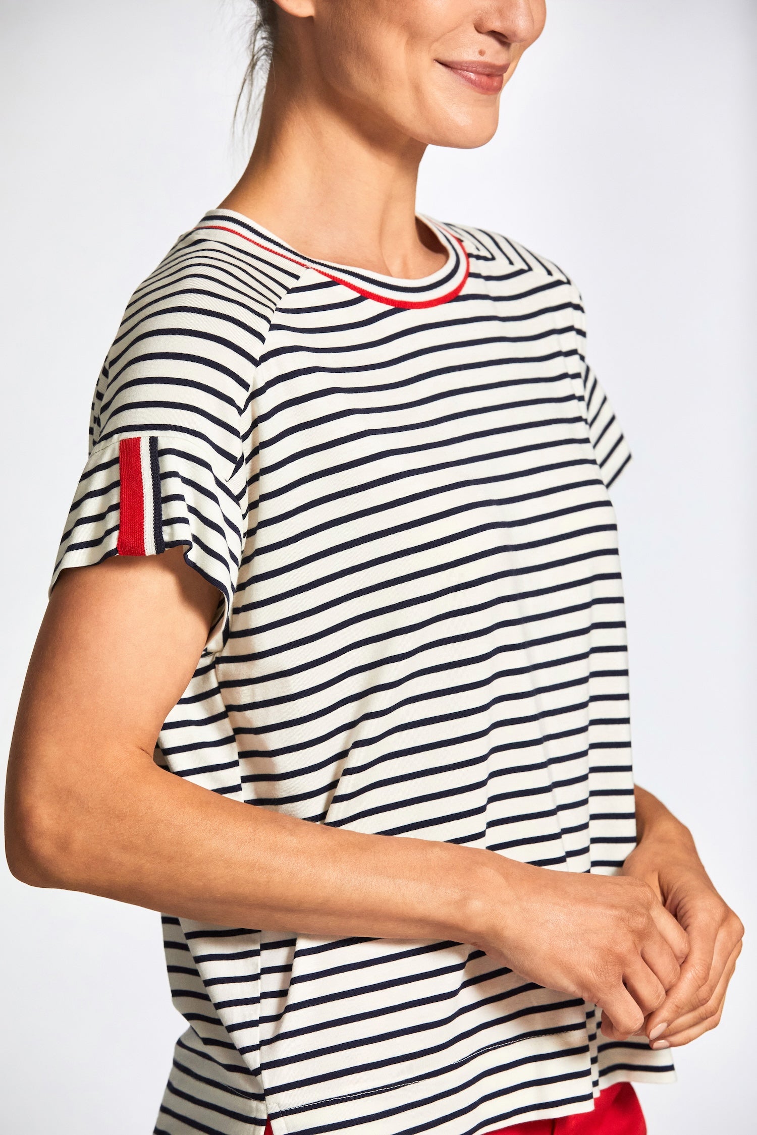 Stripe Round Neck T Shirt