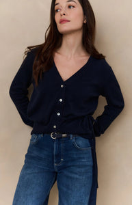 Cardigan with V-neck and tie waist