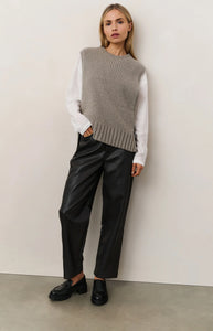 Faux leather trousers with seam details