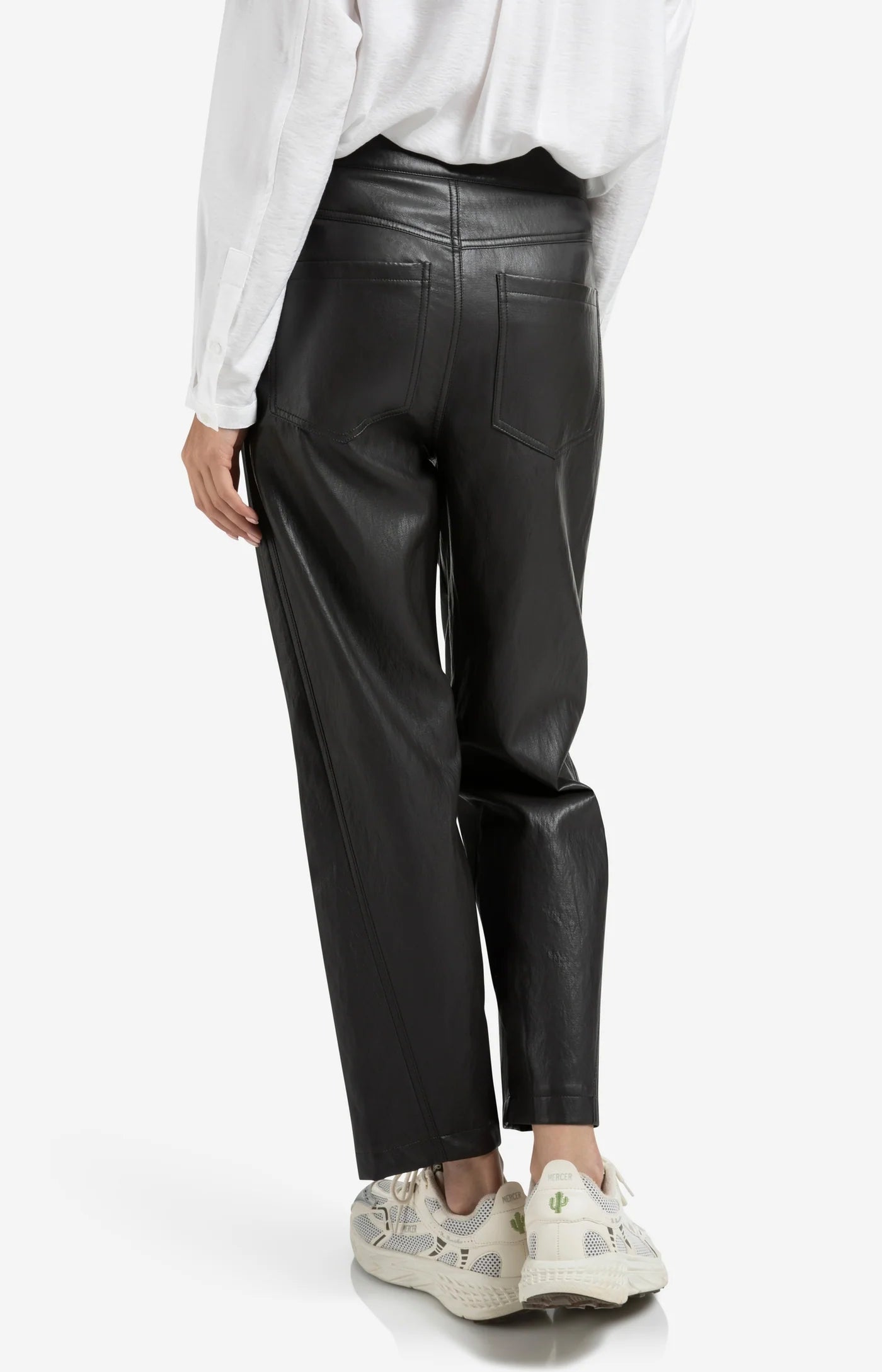 Faux leather trousers with seam details