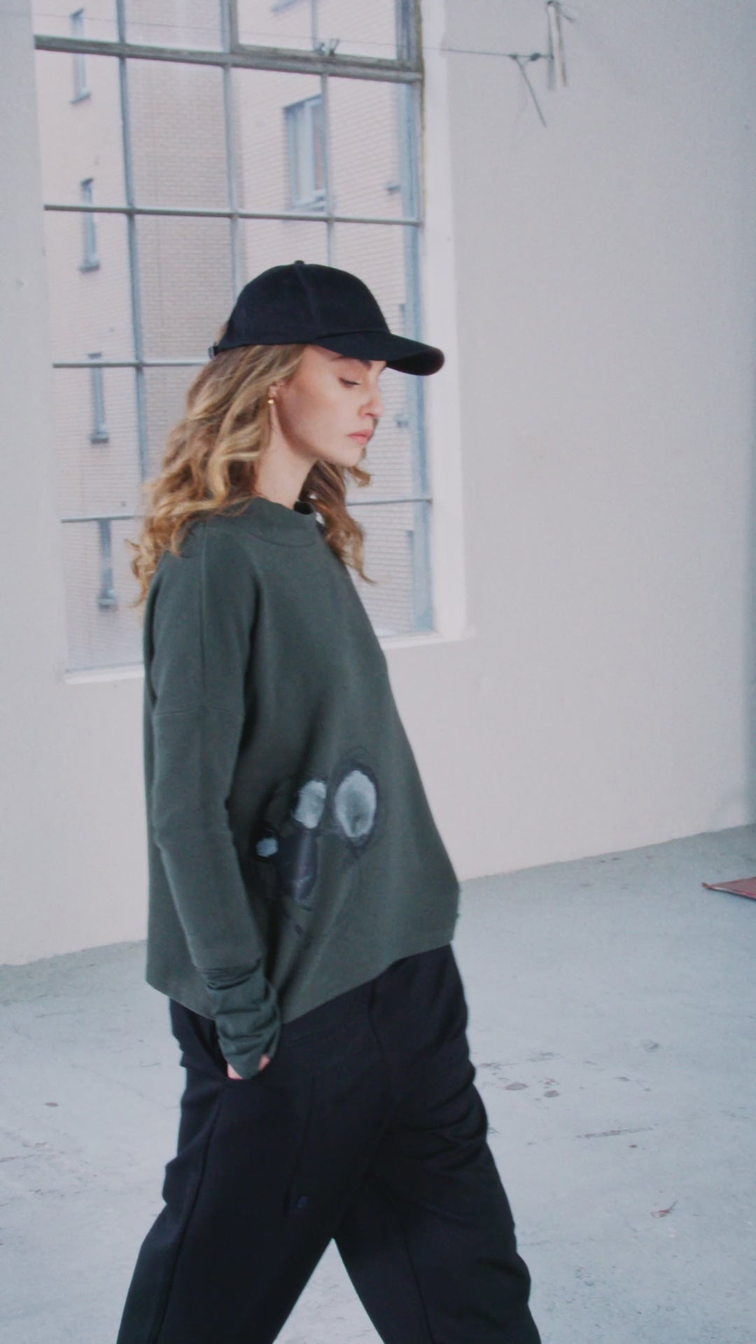High neck placement print top