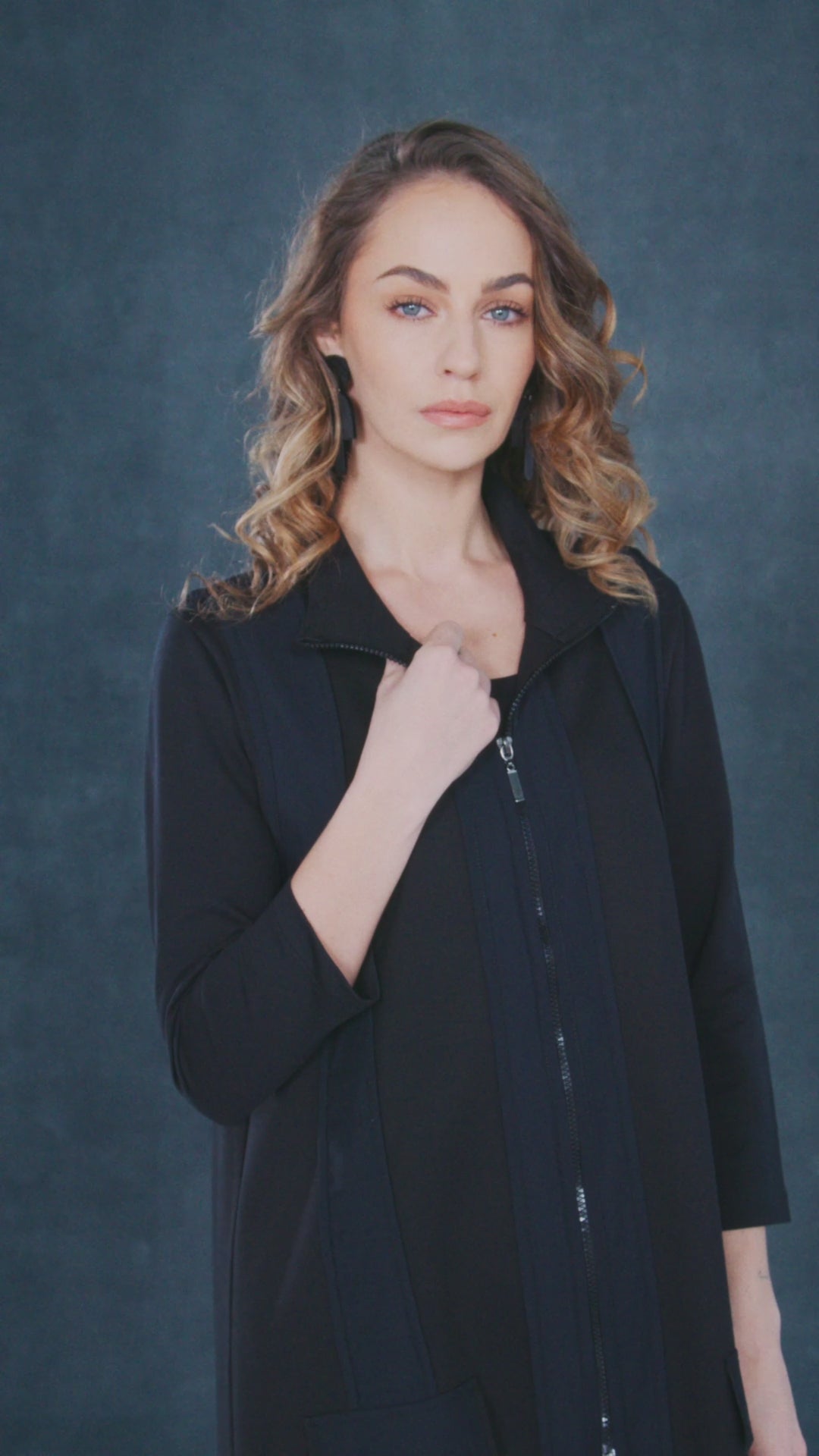 long line waistcoat with contrast panels and side slit
