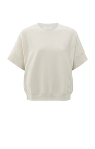 Ribbed jersey top with short sleeves