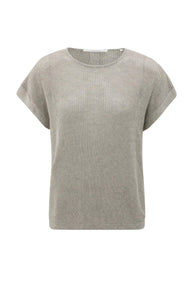 Sleeveless knit top with back button detail